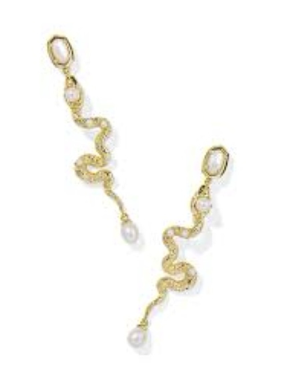 Kendra Scott Lyle Gold Snake Linear Earrings in Ivory Mother-of-Pearl